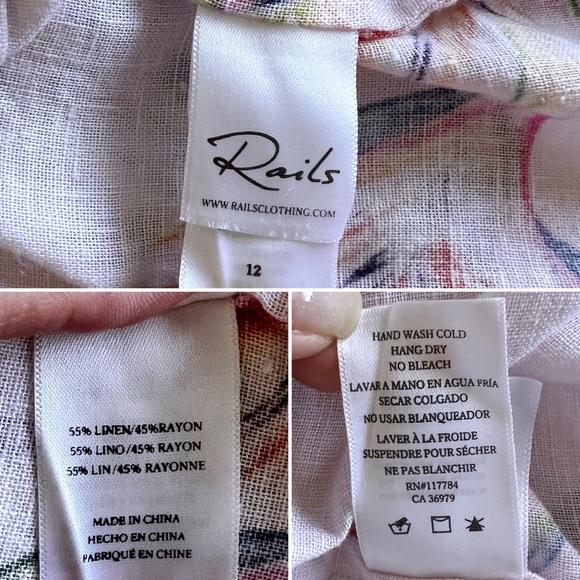 Rails Birds of Paradise Button Down Short Sleeve Top NWT • Girls’ 12 - Picture 8 of 8